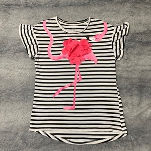 Girls Flamingo- flutter sleeve T-shirt